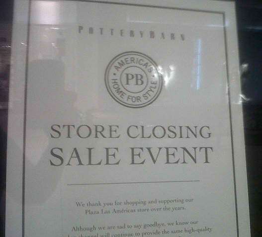 Venta por cierre de Pottery Barn