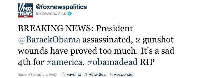 ‘Matan’ a Obama en cuenta de Twitter de Fox News