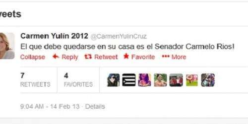 Carmen Yulín twittea que Carmelo Ríos debe quedarse en su casa