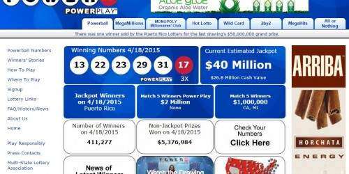 Premio de $50 millones del Powerball cae en Puerto Rico