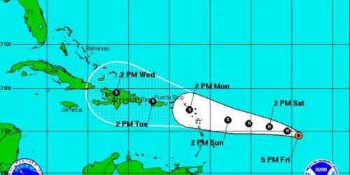 Más al Norte posible trayectoria de Danny