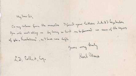 Carta de Karl Marx se subasta en más de $50,000