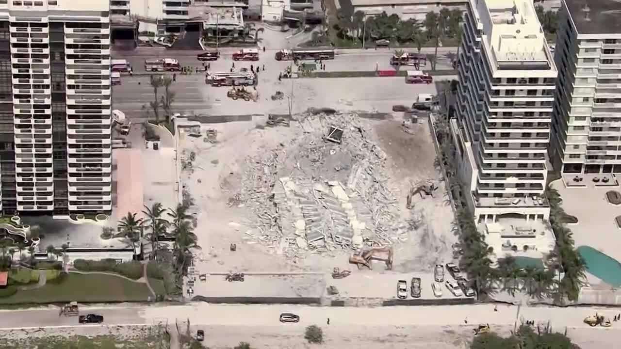 Imágenes aéreas de edificio colapsado en Miami