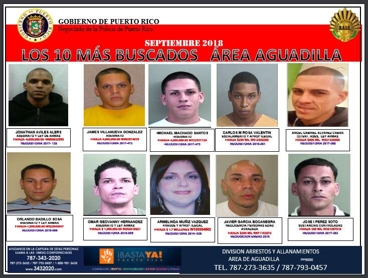10 individuos buscados por la Policía