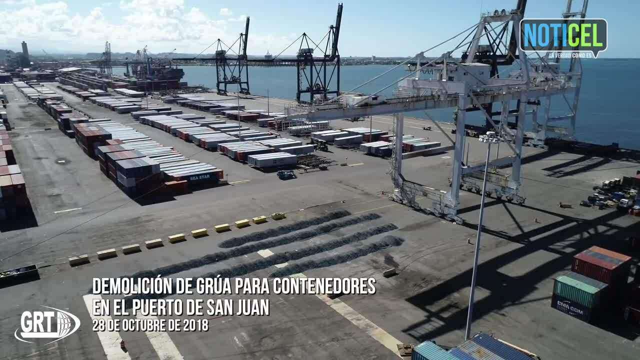 Destruyen enorme grúa en el Puerto de San Juan