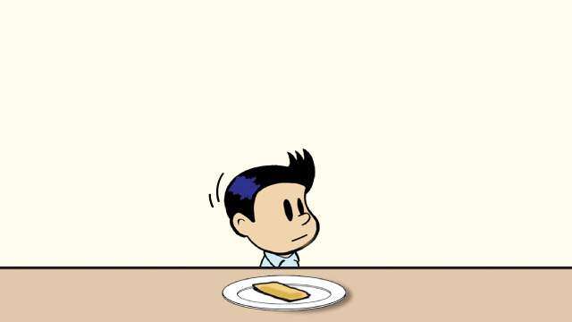 Pepito intenta ponerle ketchup a los pasteles