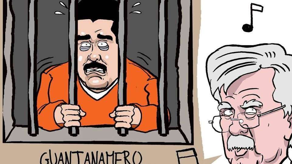 Una caricatura de Maduro preso adorna la Casa Blanca