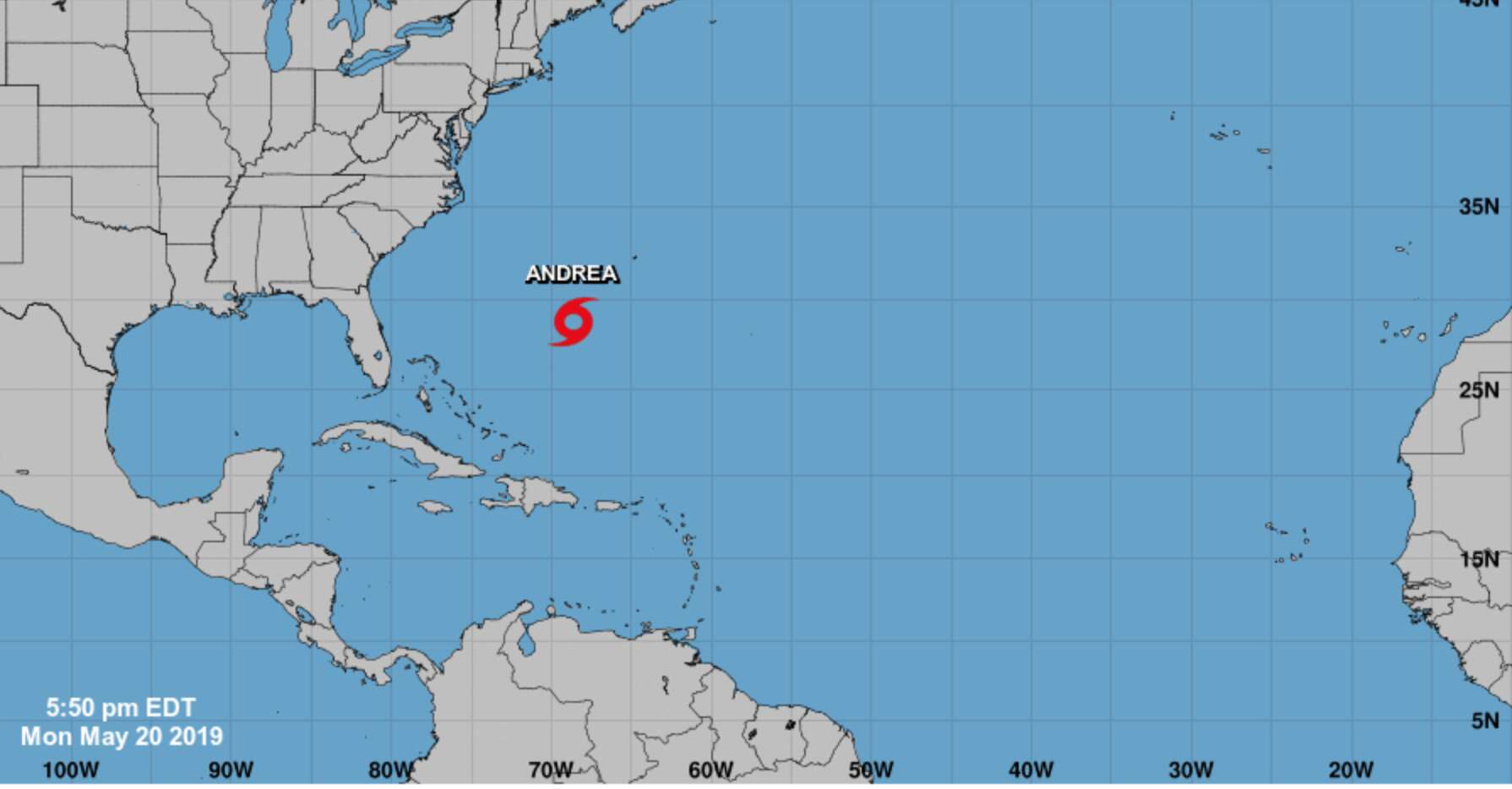 Formada la tormenta subtropical Andrea