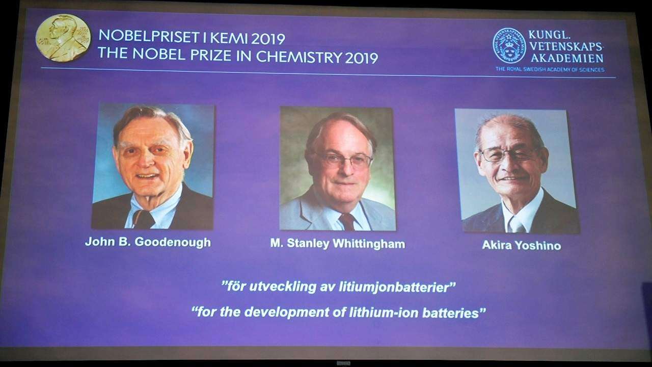 Premio Nobel de Química a los creadores de las baterías de iones de litio