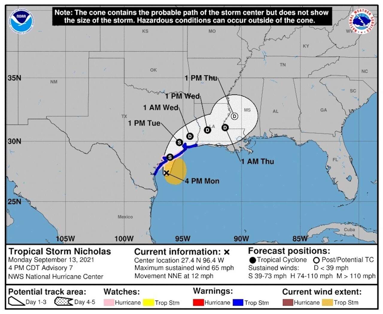 Nicholas se degrada otra vez a tormenta