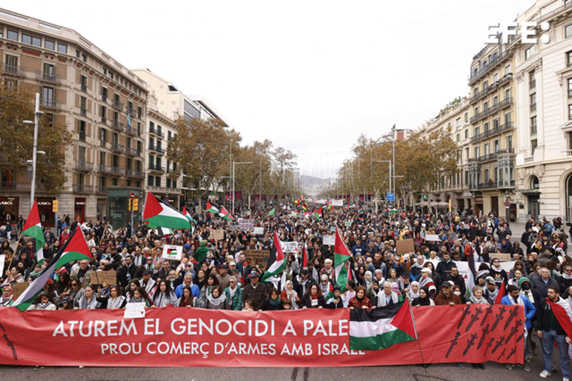 Más de 2 mil personas exigen en Barcelona el cese de la «masacre» del pueblo palestino