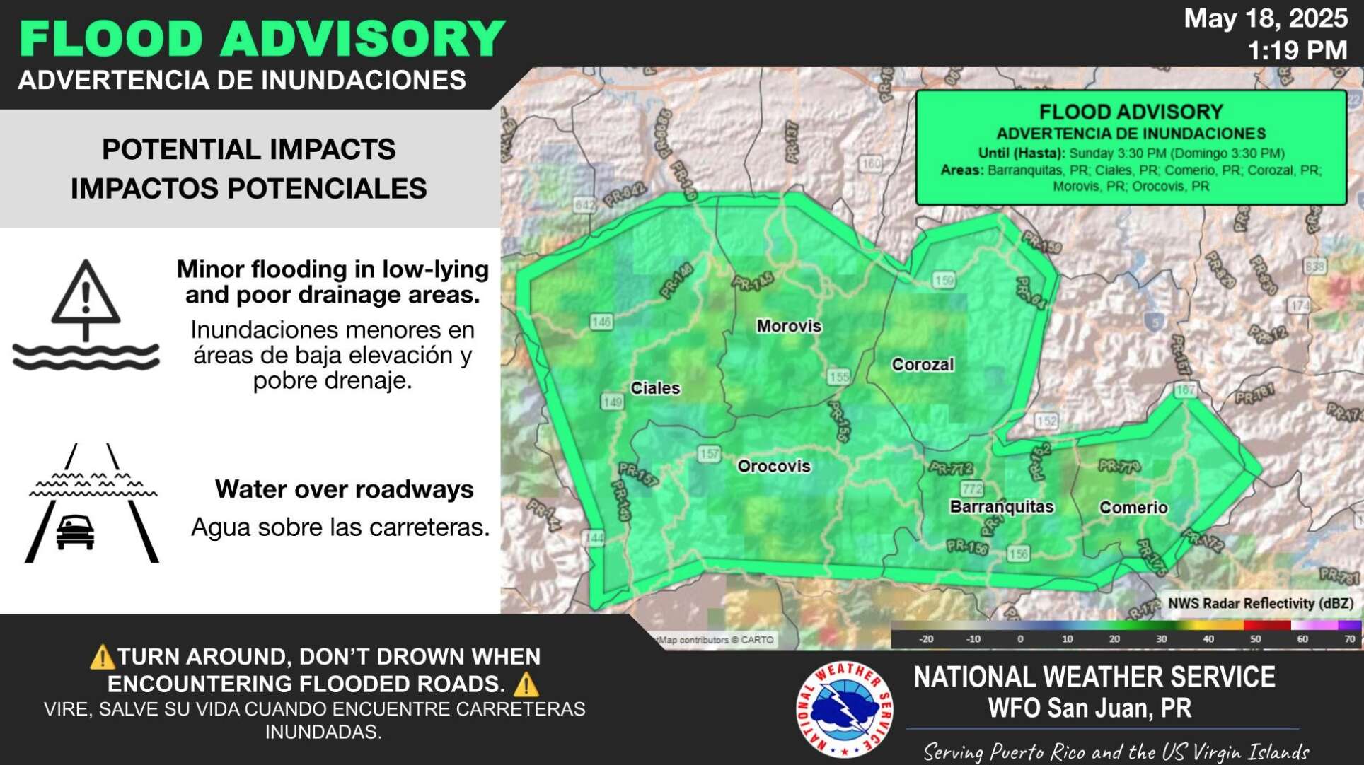 Varios municipios bajo advertencia de inundaciones