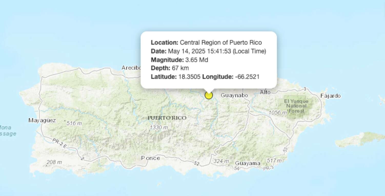 Reportan temblor de magnitud de 3.6 en el centro de la Isla