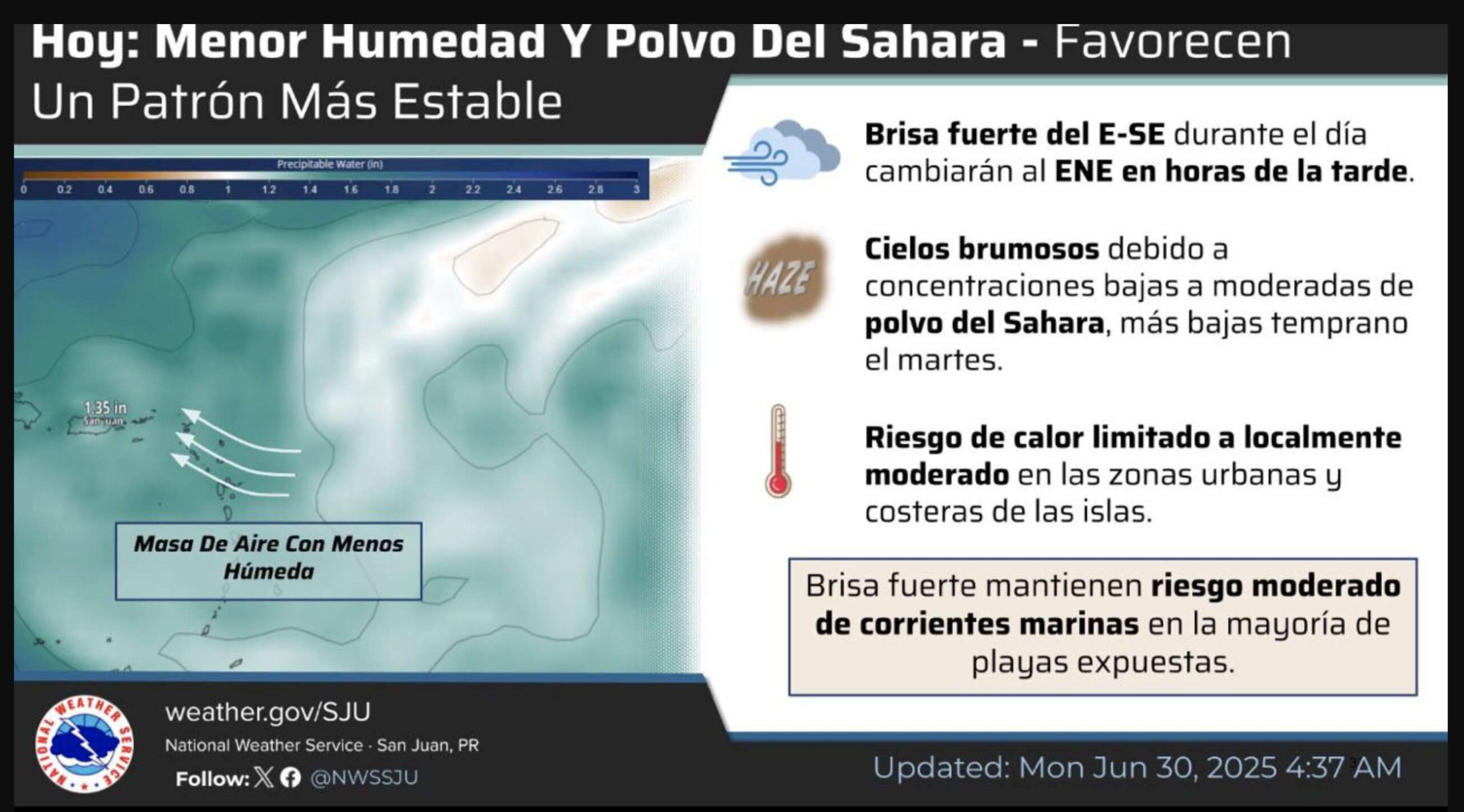 Concentraciones moderadas de polvo del Sahara seguirán llegando
