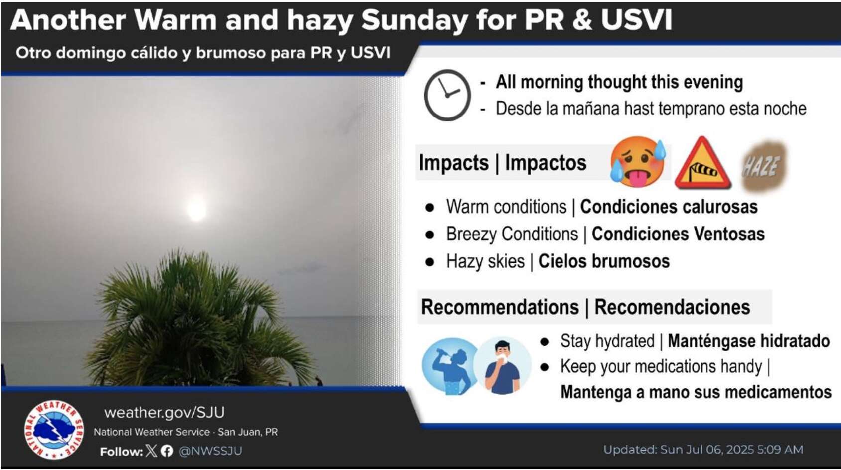 Cielos brumosos y riesgo de altos índices calor en las costas