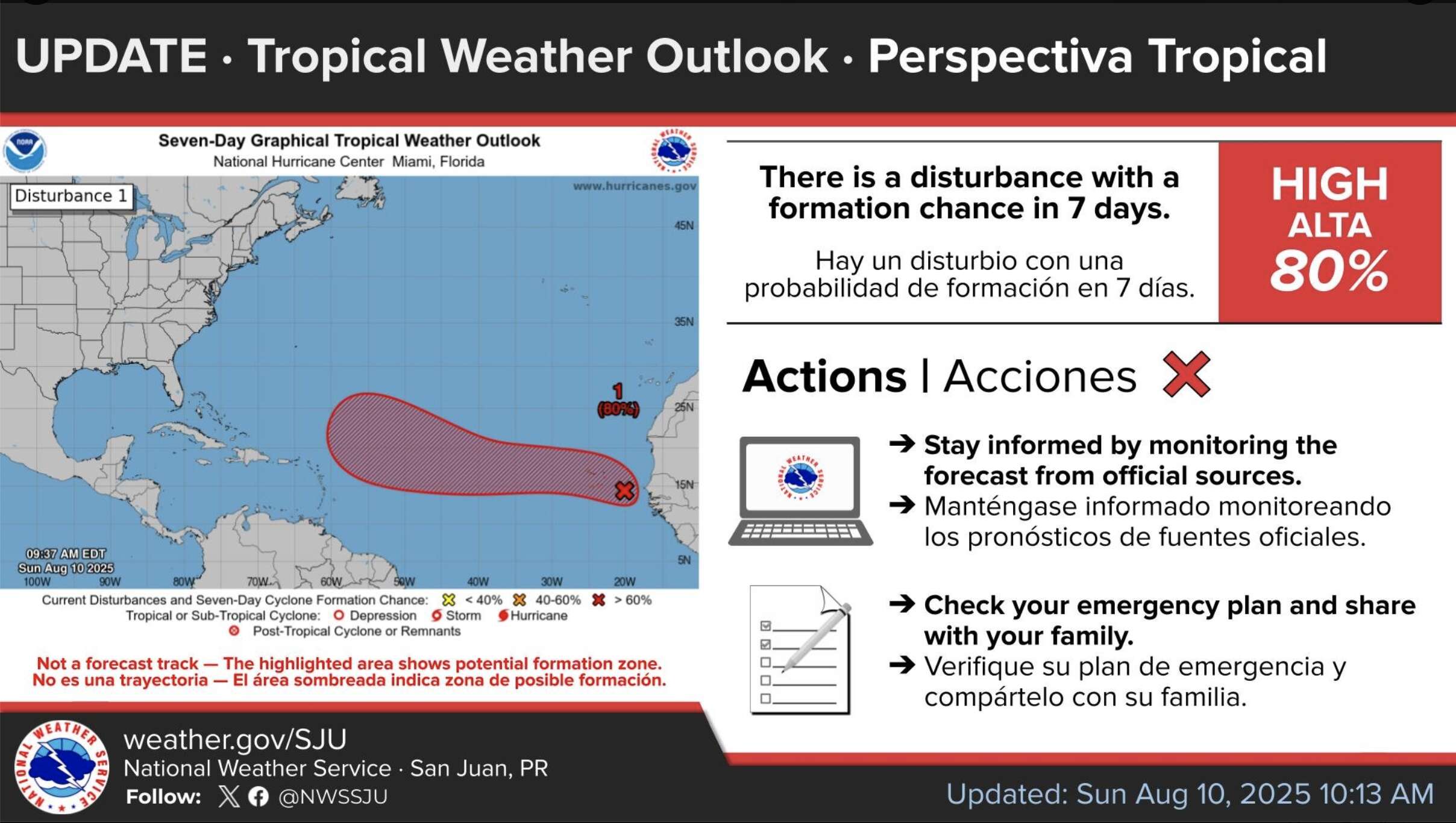 Centro Nacional de Huracanes (NHC) monitorea una onda tropical