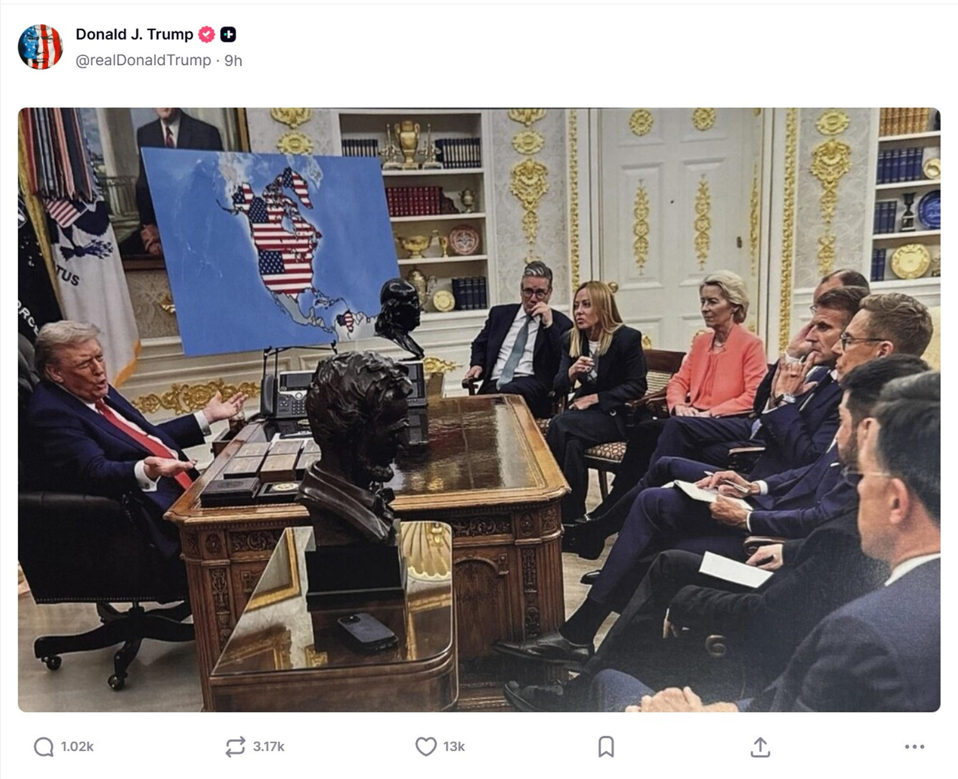 Venezuela aparece como estadounidense en una imagen trucada y difundida por Trump