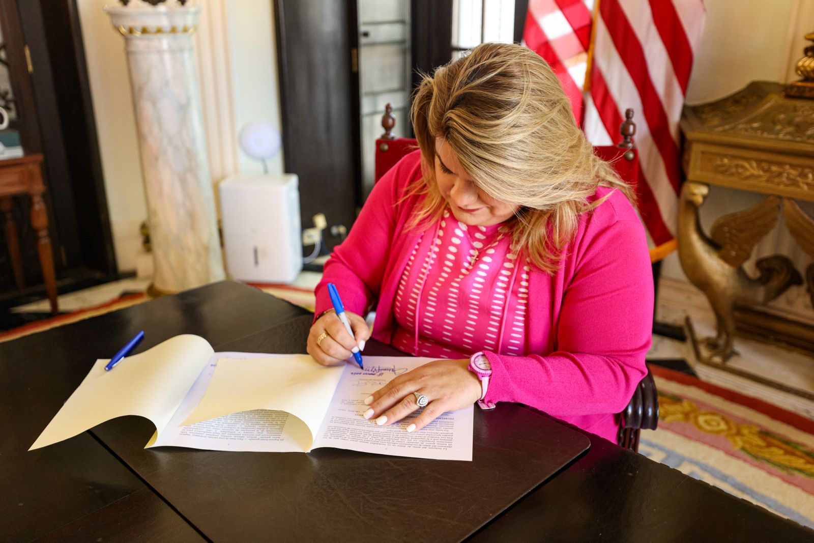 Gobernadora firma leyes sobre crédito por trabajo y delito de daños
