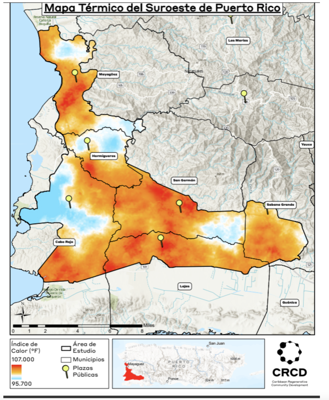Estudio revela «islas de calor» con diferencias de hasta 12.3 grados en el suroeste de PR