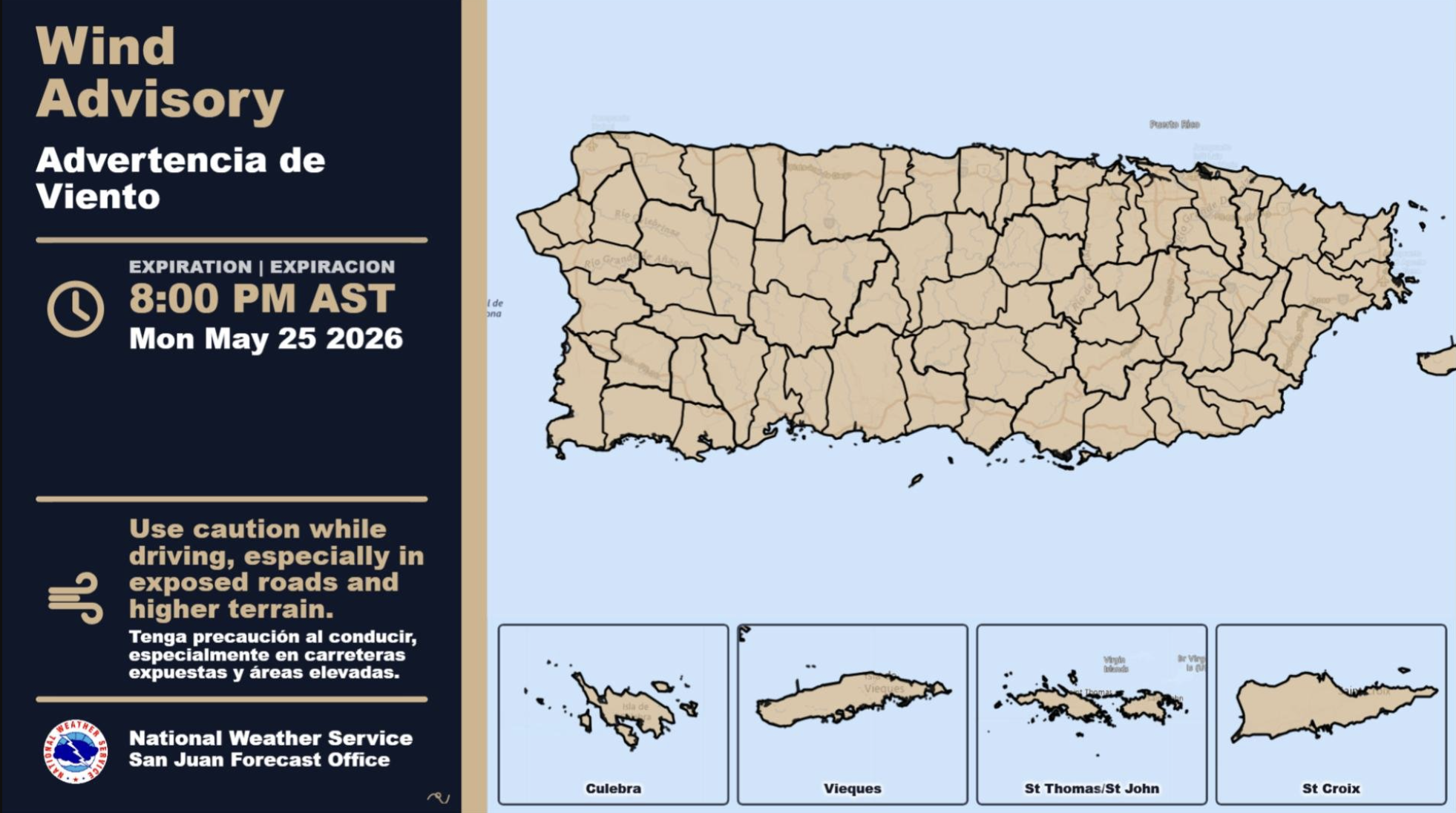 Advertencia de vientos fuertes y calor extremo afectan a Puerto Rico