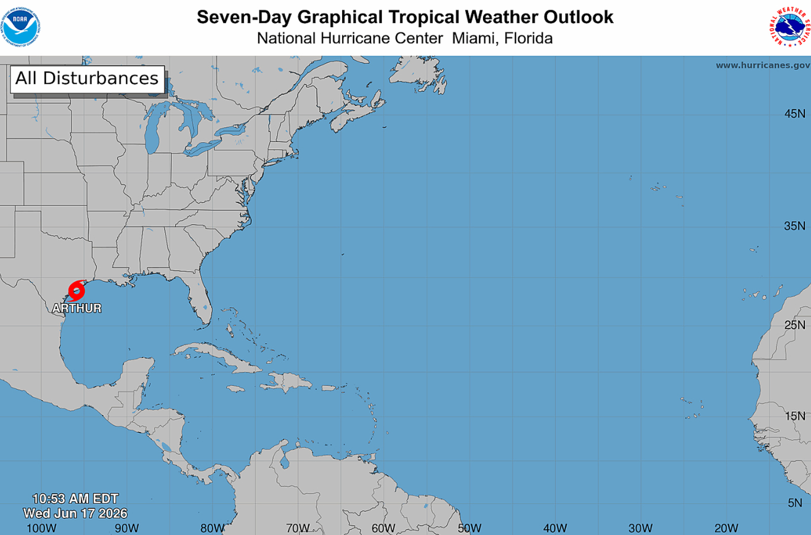 Se forma la tormenta tropical Arthur, la primera de la temporada