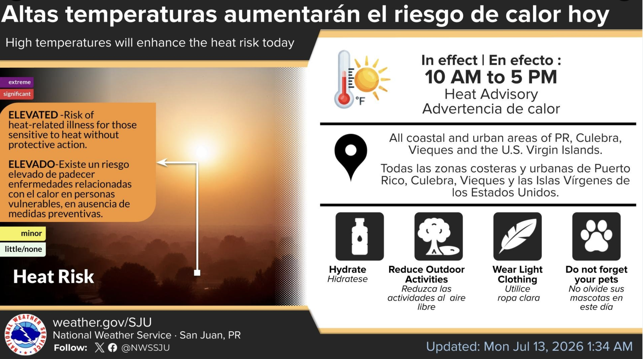 Emiten advertencia de calor para zonas costeras y urbanas