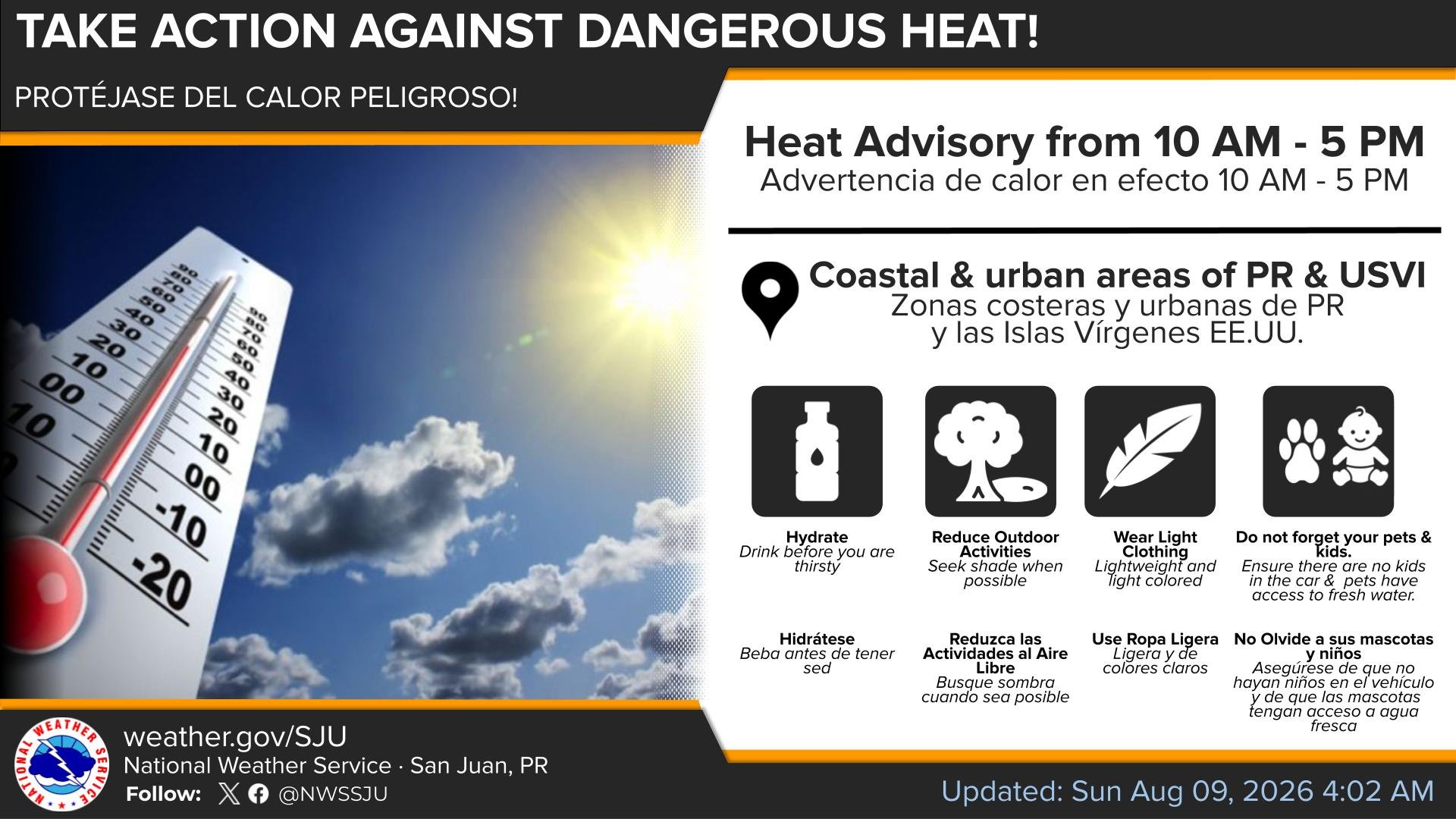 Meteorología emite advertencia de calor para 61 municipios